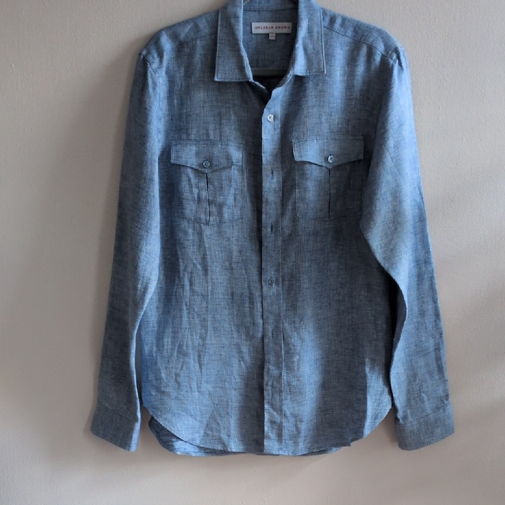 ORLE BAR BROWN - MEN'S LINEN BUTTON UP SHIRT
